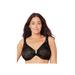 Plus Size Women's Full Figure Plus Size Lacey T-Back Front-Close WonderWire Bra Underwire 9246 by Glamorise in Black (Size 40 G)