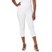 Plus Size Women's Stretch Cotton Cuff-Button Capri Legging by Jessica London in White (Size L)