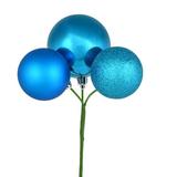 Vickerman 18" Ball Ornament Christmas Pick, 4 per Bag Plastic in Green/Blue | 6 H x 6 W x 0.75 D in | Wayfair N193012