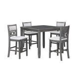 Red Barrel Studio® Gary 42 Inch 5 Piece Counter Table Set, Gray Wood/Upholstered in Brown/Gray | 36 H x 42 W x 42 D in | Wayfair