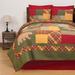 Millwood Pines Shibata Reversible Quilt Set Polyester/Polyfill/Cotton in Green/Red/Yellow | Queen Quilt + 2 Shams | Wayfair