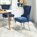 Willa Arlo™ Interiors Buschwick Tufted Velvet Wingback Side Chair Upholstered/Velvet in Blue | 39 H x 25 W x 22 D in | Wayfair