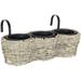 Sunnydaze Round Polyrattan Over-the-Rail Tri-Planter - Frost