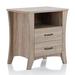 Nightstand with 2 Drawers in Rustic Natural