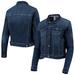 "Women's Lusso Blue New York Knicks Georgie Swarovski Crystals Button-Up Denim Jacket"