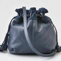 American Eagle Outfitters Bags | American Eagle Outfitters Navy Leather Bucket Bag | Color: Blue | Size: 11 In. X 10 In. X 4 In.