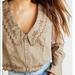 Free People Tops | Free People Peter Pan Collar Top | Color: Brown/Tan | Size: L