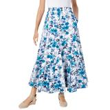 Plus Size Women's Knit Panel Skirt by Woman Within in Blue Blossom (Size L) Soft Knit Skirt
