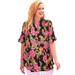 Plus Size Women's Pintucked Button Down Gauze Shirt by Woman Within in Black Multi Fun Floral (Size 6X)