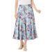 Plus Size Women's Print Linen-Blend Skirt by Woman Within in Pretty Violet Floral (Size 1X)