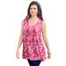 Plus Size Women's Swing Ultimate Tank by Roaman's in Pink Burst Tropical Leaves (Size 14/16) Top