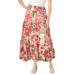 Plus Size Women's Pull-On Elastic Waist Crinkle Printed Skirt by Woman Within in Sweet Coral Floral Animal (Size 2X)