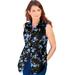 Plus Size Women's Sleeveless Kate Big Shirt by Roaman's in Blue Rose Floral (Size 28 W) Button Down Shirt Blouse