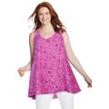 Plus Size Women's High-Low Button Front Tank by Woman Within in Purple Magenta Bandana (Size 1X) Top