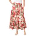 Plus Size Women's Pull-On Elastic Waist Crinkle Printed Skirt by Woman Within in Sweet Coral Floral Animal (Size 5X)