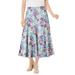 Plus Size Women's Print Linen-Blend Skirt by Woman Within in Pretty Violet Floral (Size L)