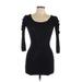 H&M Casual Dress - Mini Ruffles 3/4 Sleeve: Black Dresses - Women's Size Small