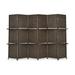 Bayou Breeze 6 Panel Folding Room Divider 6ft Weave Fiber Screen W/2 Display Shelves Wood in Brown | 71 H x 106.5 W x 0.75 D in | Wayfair