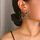 Timlee-Boucles d'oreilles évidées en alliage de contour de visage tridimensionnel bijoux de