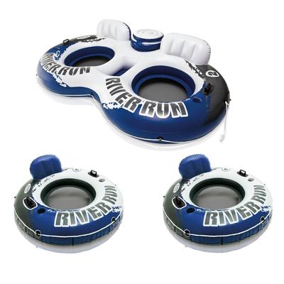 Intex River Run Inflatable Double Rider Tube & 2 River Run Single Water Floats - 7