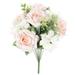 Set of 2 Light Blush Artificial Elegant Rose Hydrangea Flower Stem Bush Bouquet 19in - 19" L x 12" W x 12" DP
