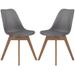 Mid-Century Modern Design Grey with Oak Legs Dining Chairs (Set of 2)