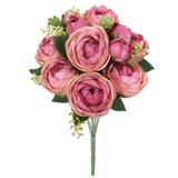 Set of 2 Rose Pink Artificial Ranunculus Flower Stem Bush Bouquet 18in - 18" L x 10" W x 10" DP