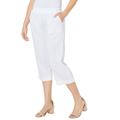 Plus Size Women's Knit Waist Linen Capri by Catherines in White (Size 6X)