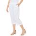 Plus Size Women's Knit Waist Linen Capri by Catherines in White (Size 6X)