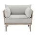 Bernhardt Catalonia Patio Chair w/ Cushions Wood/Metal in Gray, Size 26.0 H x 38.0 W x 31.5 D in | Wayfair O1502_6503-010