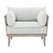 Bernhardt Catalonia Patio Chair w/ Cushions Wood/Metal in Gray/White/Indigo, Size 26.0 H x 38.0 W x 31.5 D in | Wayfair O1502_6014-002