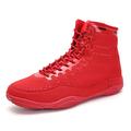 LZQpearl Boxing Shoes, Wrestling Fight Boots, Solid Color Unisex Boxers Trainers Footwear, Junior Adults Sneakers for Training MMA Muay Thai Martial Arts (Red,37 (5 UK))