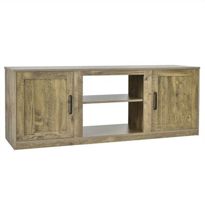 Costway 58 Inch TV Stand with 1500W Faux Fireplace for TVs up to 65 Inch-Natural