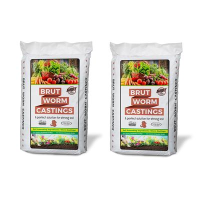 Brut Worm Farms Organic Worm Castings Soil Builder, 30 Pound Bag (2 Pack)