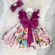 Robe de Rhimprimée de fleurs pour bébés filles robes de soirée de mariage grand nœud violet