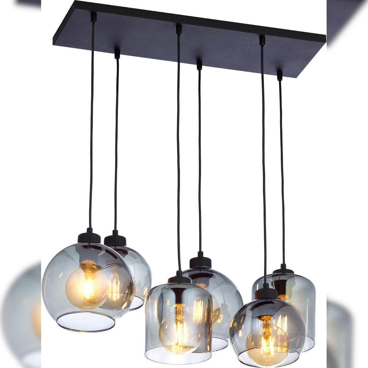 Licht-Erlebnisse Pendelleuchte in Graphit Schwarz 6 Esstisch Lampe Image