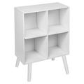 URBNLIVING 4 Cube Scandinavian Style Wooden Bookcase Unit Shelves for :Living Room and Bedroom (White Bookcase, Beech Legs)