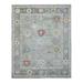 Shahbanu Rugs Gray, Hand Knotted Afghan Ushak with Faded Colors, Pure Wool, Oriental Rug (8'0" x 9'9") - 8'0" x 9'9"