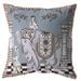 16" Blue Brown Ornate Elephant Indoor Outdoor Throw Pillow