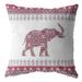 16" Red White Ornate Elephant Indoor Outdoor Throw Pillow