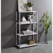 Contemporary Style Tennos Metal Bookshelf, White & Chrome Finish with Four open Storage Compartments, Applicable Workspace