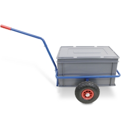 BRB Handwagen mit herausnehmbarer Kunststoffkiste 600 x 400 x 320 mm in grau Image