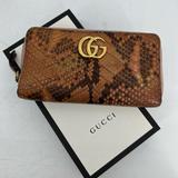 Gucci Bags | Gucci Marmont Python Wallet | Color: Brown/Pink | Size: 7.5x1x4