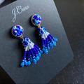 J. Crew Jewelry | J. Crew Beaded Tassel Earrings | Color: Blue/Silver | Size: Os