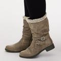 Torrid Shoes | Grey Faux Leather Sweater-Trimmed Slouchy Moto Boot (Ww) | Color: Brown | Size: Various
