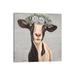 East Urban Home Luna the Goat w/ Daisies Farmhouse Style by Hippie Hound Studios - Wrapped Canvas Painting Canvas | 12 H x 12 W x 0.75 D in | Wayfair