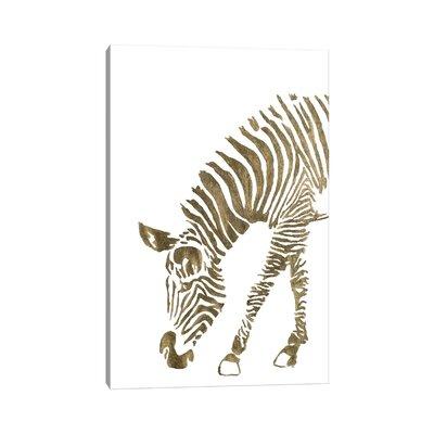 East Urban Home Gold Zebra by Patricia Pinto - Wrapped Canvas Painting Canvas in Green | 26 H x 18 W x 1.5 D in | Wayfair