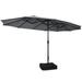 Arlmont & Co. Patiojoy 15ft Double-sided Twin Patio Umbrella w/ Base Extra-large Market Umbrella For Outdoor Wine in Gray | Wayfair