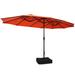 Arlmont & Co. Patiojoy 15ft Double-sided Twin Patio Umbrella w/ Base Extra-large Market Umbrella For Outdoor Wine in Orange | Wayfair