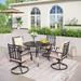 5-Piece Geometrically Stamped Round Table & Swivel Dining Chairs Outdoor Dining Set